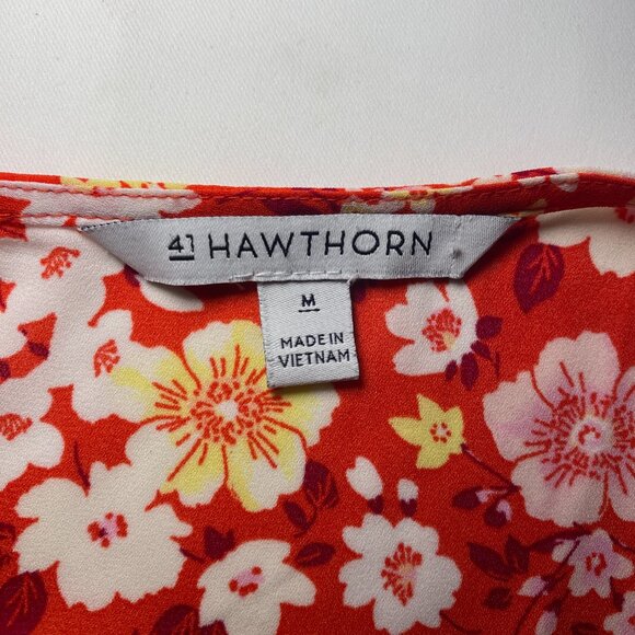 41 Hawthorn Lexie Pleated Blouse Womens M Red Floral Tank Flowy Business EUC - Picture 3 of 9